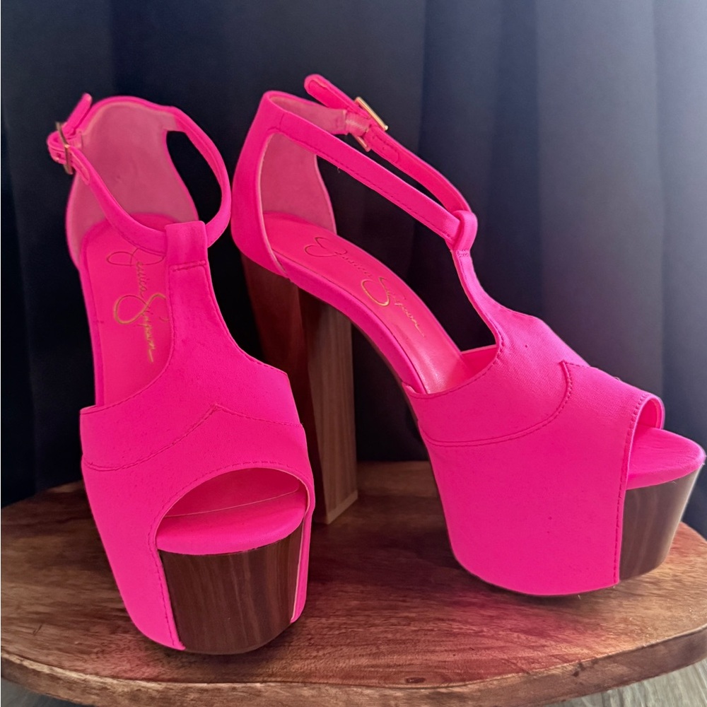 Jessica Simpson Barbie Neon Pink Platform Dany Heels 6